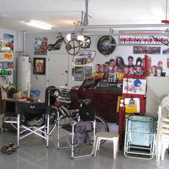 Racing Decor, Folding Chairs, Tools in Collector Garage - WILD BILL'S SANCTUARY from MESA, AZ