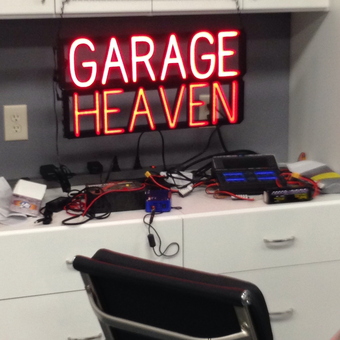 Garage Heaven Neon Sign and Cabinets - Neo
