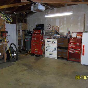 Organized garage with tool chests, storage, and workbench - Leo Klein from Lancaster, CA