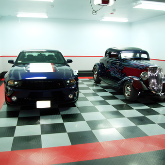 Checkered Garage Floor Tiles and Classic Cars Display - LESTER from Lynn, MA