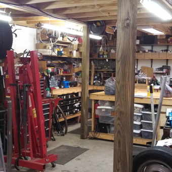 Organized Garage With Tire Rack, Ladders, and Tool Storage - TommyT from Williamsburg, VA