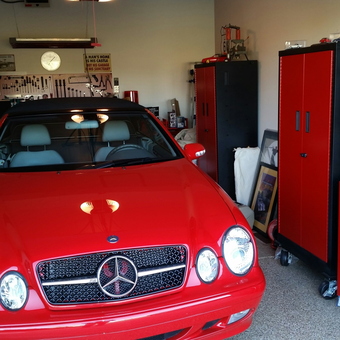 Red Mercedes and Red Garage Cabinets - Ed from Chicago, IL