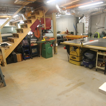 Organized woodworking garage with power tools and storage - Mark from Gainesville, GA