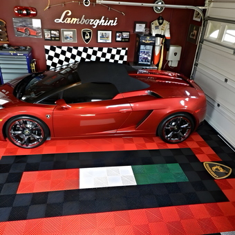 Lamborghini Garage With Race-Themed Decor and Flooring - F1fan from Palmyra, PA
