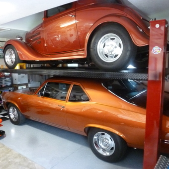 Classic Cars on Four Post Lift in Organized Garage - mauidan from Port Charlotte, FL