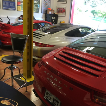 Luxury Porsche Garage with Car Lift and Decor - Dr Moo from Mount Horeb, WI