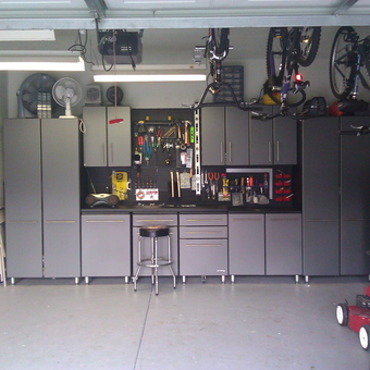 Organized Garage With Cabinets, Pegboard, and Tool Storage - Kevin from Novi, MI