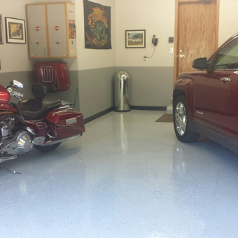 Organized Garage with Red Motorcycle and SUV - Cliff from Muskego, WI