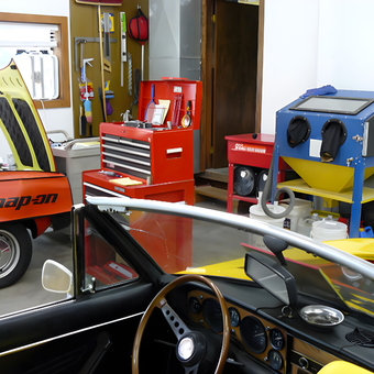 Classic Car Garage with Toolboxes and Sandblasting Cabinet - Michael J Owen from Everson, WA