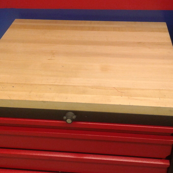 Red Tool Chest with Wood Top Workbench - Red Steel