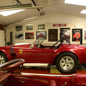 Classic Red Cobra Car on Lift in Decorated Garage - cobrajeff from Edgewater, FL
