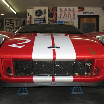 Red Ford GT in organized garage with tools and posters - ralphie from Mammoth Lakes, CA