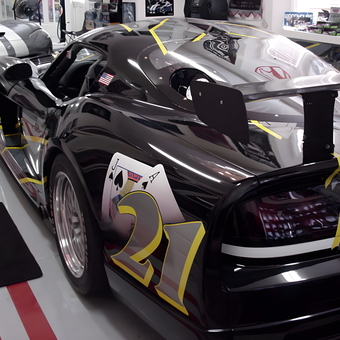 Custom race car garage with floor mat and decor - Awsum GT from Fresno, CA