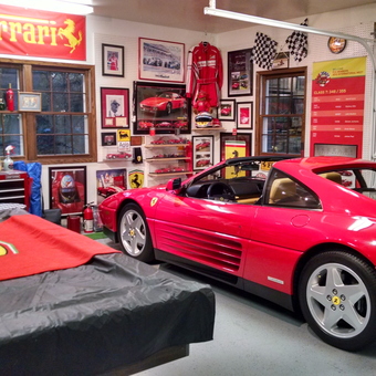 Ferrari Themed Garage With Red Tool Cabinets and Decor - David from BROOKFIELD, WI