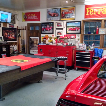 Ferrari Themed Garage With Tool Chests and Decor - David from BROOKFIELD, WI