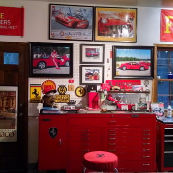 Ferrari Themed Garage With Red Tool Cabinets - David from BROOKFIELD, WI