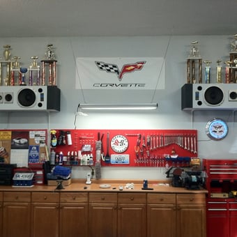 Corvette Garage with Wall Tools and Trophies - Generations from Corbin, KY