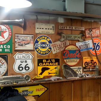 Vintage Garage Signs and Wall Decor Display - Riverview Cruisers from Chicago, IL