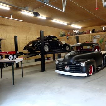 Classic Car Garage with Lift and Black Truck - Blacktruck from Adrian, MI