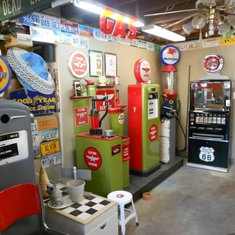 Vintage Gas Pumps and Retro Signs Garage Display - ToonMan from Milwaukie, OR