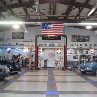 Classic Car Garage with Neon Signs and Lift - Togeaux from Metairie, LA