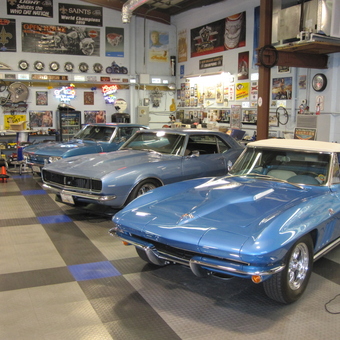 Classic Blue Muscle Cars and Neon Signs Display - Togeaux from Metairie, LA