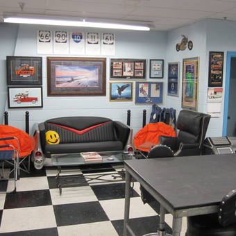 Retro Garage Lounge with Car Sofa and Wall Art - Togeaux from Metairie, LA