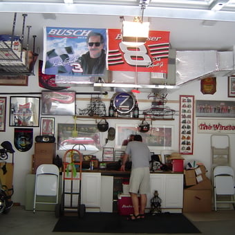 Garage with Racing Decor, Neon Signs, and Storage - Bob Z from Lutz, FL