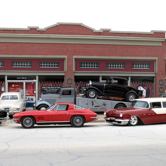 Classic Cars Displayed Outside Vintage City Garage - Cal from Hillsboro, TX