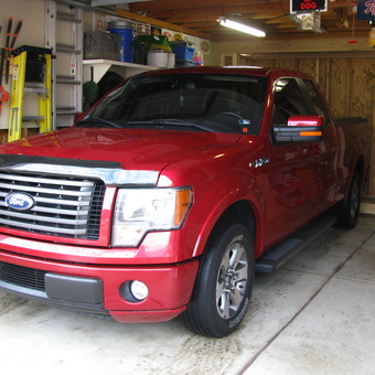 Organized Garage with Red Ford Truck - Simply Red from Riverview, MI