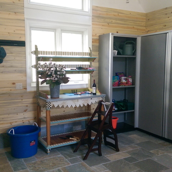 Organized garage with cabinets, ladder, and workbench - Walter from Monte Sereno, CA