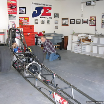 Dragster Build in Organized Garage with Tool Storage - Granddad from Westfield, IN