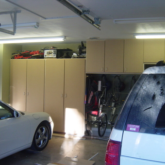 Organized Garage with Storage Cabinets and Bikes - John from Dallas, TX