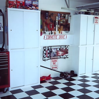 Organized Garage with Cabinets, Tool Chest, and Decor - CREWZIN from Lecanto, FL