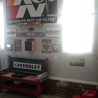 Chevrolet Bench, Vintage Signs, and Diecast Cars Display - TCBig from Goldsboro, NC