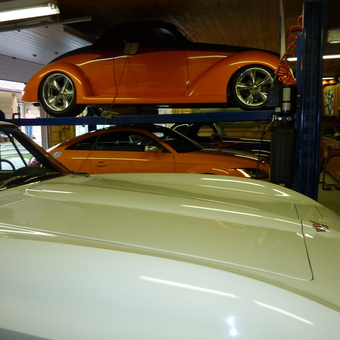 Classic Cars on BendPak Lift in Organized Garage - Steve from Courtice Ontario, Canada