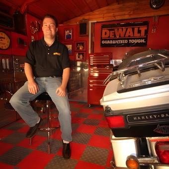 Custom Red Garage with Tool Storage and Harley - Mark Gerardy from Elizabeth, CO