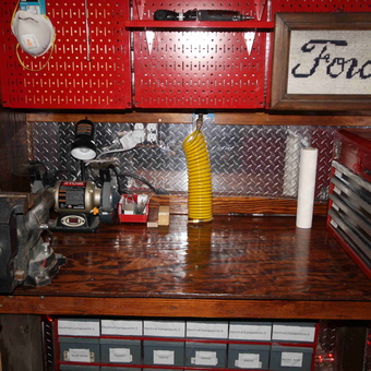 Organized Garage Workbench with Red Tool Chest - Mark Gerardy from Elizabeth, CO