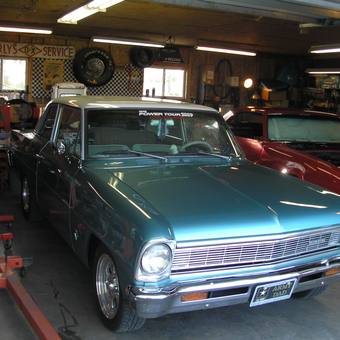 Classic Cars, Engine Hoist, and Wall Decor in Garage - Russell from Clinton, WI