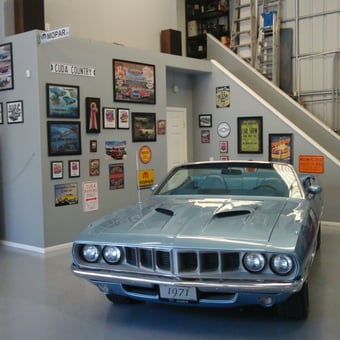 Classic Car Garage With Wall Signs and Decor - The Mintle Barn from Fallbrook, CA