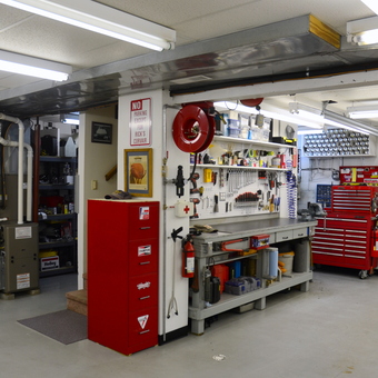 Organized garage with tool cabinets and workbench - Rick from Hurricane, WV