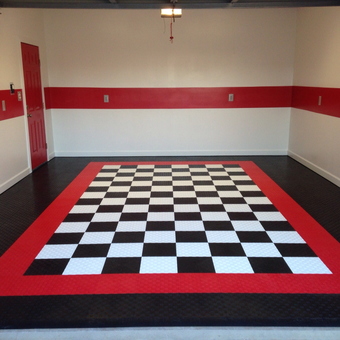 Checkerboard Garage Floor Tiles with Red Border - Donald P from Athens, AL