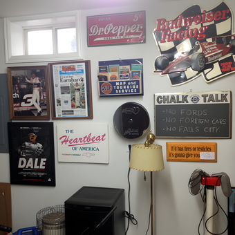 Vintage Racing Signs and Memorabilia Wall Display - Art D from Versailles, KY