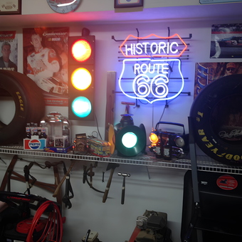 Garage with Route 66 Neon Sign and Traffic Light - Art D from Versailles, KY