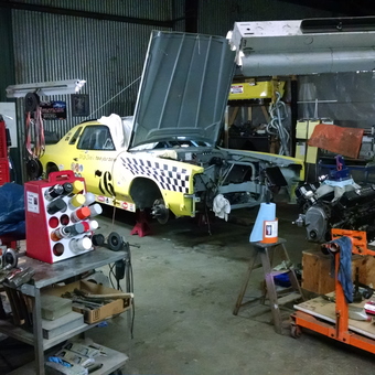 Race Car Garage with Tools and Engine Stand - Team 61 Race Cars from Emmett, ID
