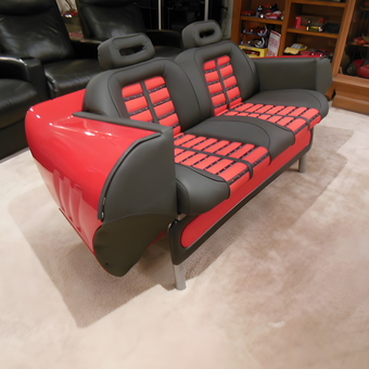Custom Car-Themed Red and Black Garage Sofa - Michael Carpenter from Mesa, AZ