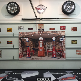 Vintage Gas Station Signs and Decor in Garage - John from Pearcy, AR