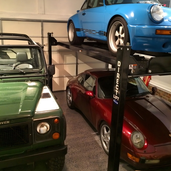 Garage Car Lift with Classic Cars - Charles from Chapel Hill, NC