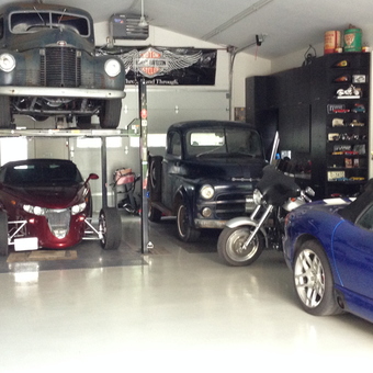 Classic Cars, Motorcycle, and Lift in Organized Garage - Goldstien from Hollywood, FL