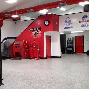 Custom Garage with Car Lift, Tool Cabinets, and Red Accents - Rbwiii from Bakersfield, CA